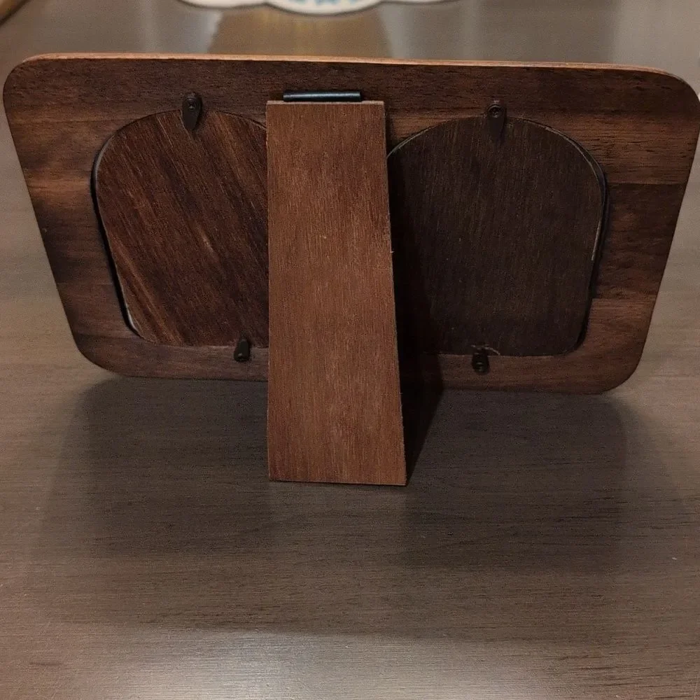 Vintage Photocraft Wooden Double Photo Frame 1980's Retro